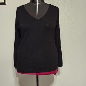 #201 Torrid size 2 classic black V-neck long sleeve raglan sweater 2X